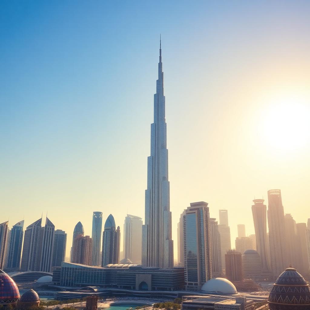 Downtown Dubai skyline at night